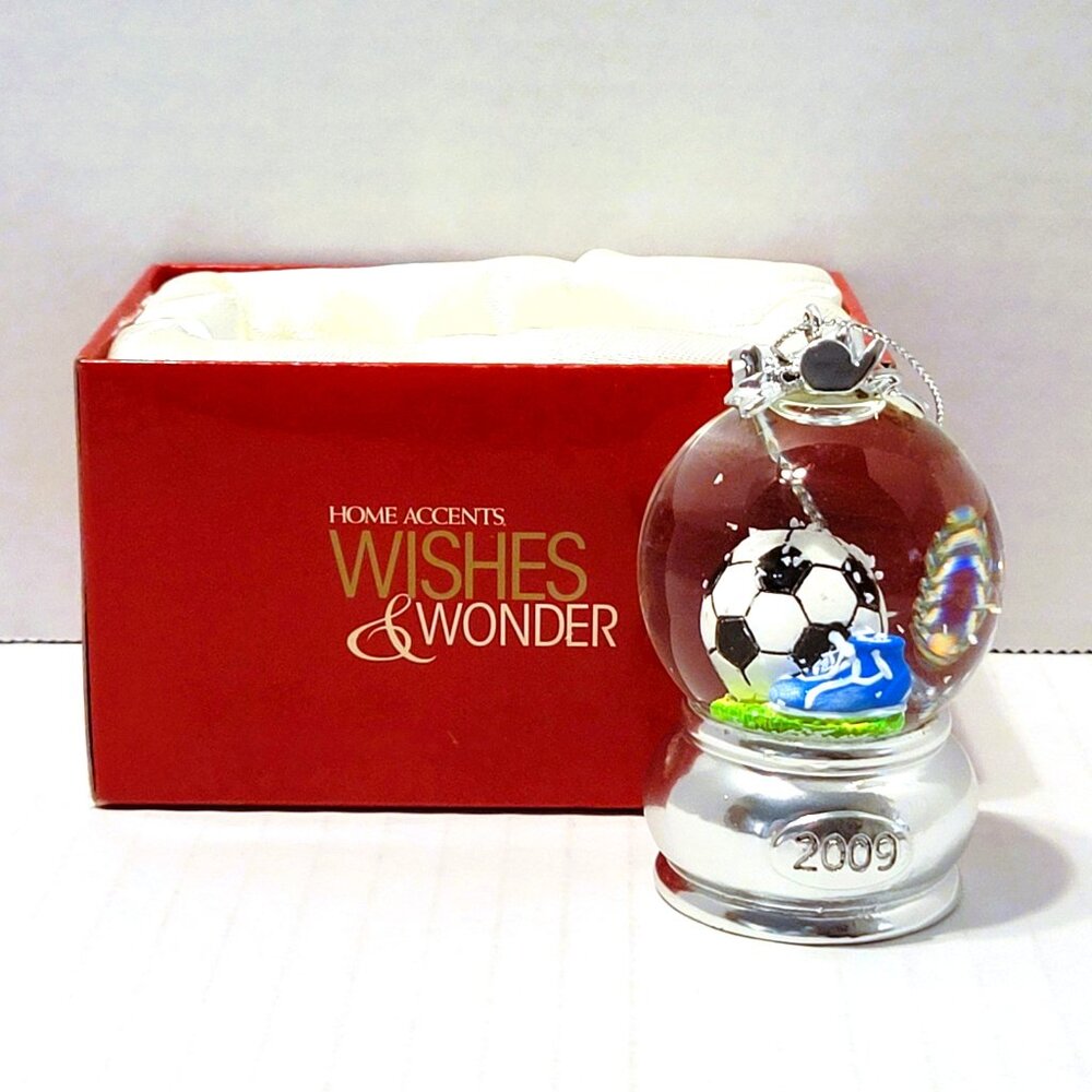 Belk Soccer Snowglobe Ornament 2009 Home Accents Wishes & Wonder Collection